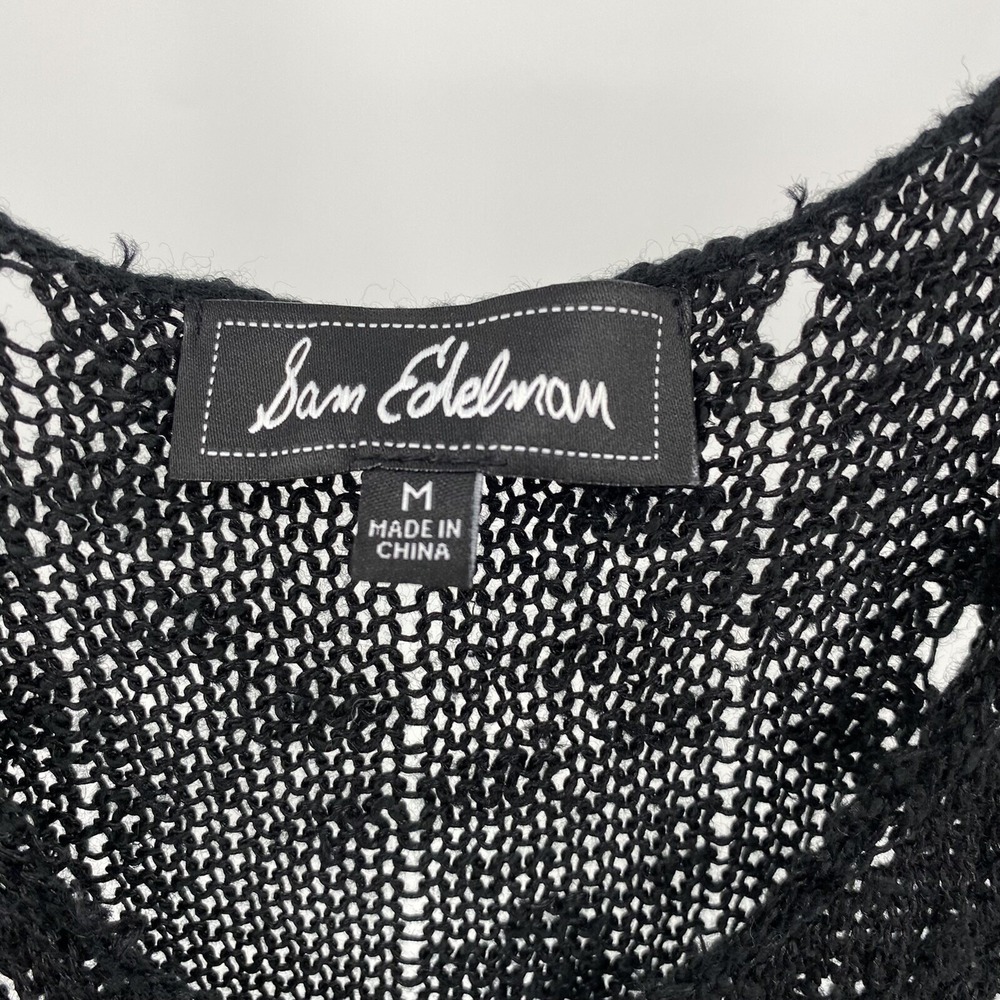 Sam Edelman Womens Size Medium Black Knit Sheer Tank Top Cover Up Swim Preppy - Picture 4 of 7